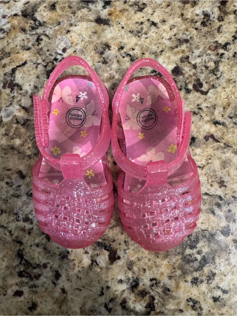 Kids Shoe Lot: Pink & Light Purple Casual Sneakers and Glitter Jelly Sandals